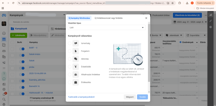 Facebook kampánytípusok